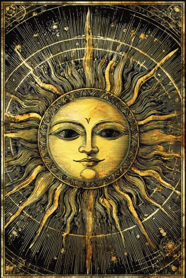 Modern representation of tarot card The Sun symbolizing success, freedom, Joy, optimism, confidence, enthusiasm, happiness, Radiant energy, AI generated