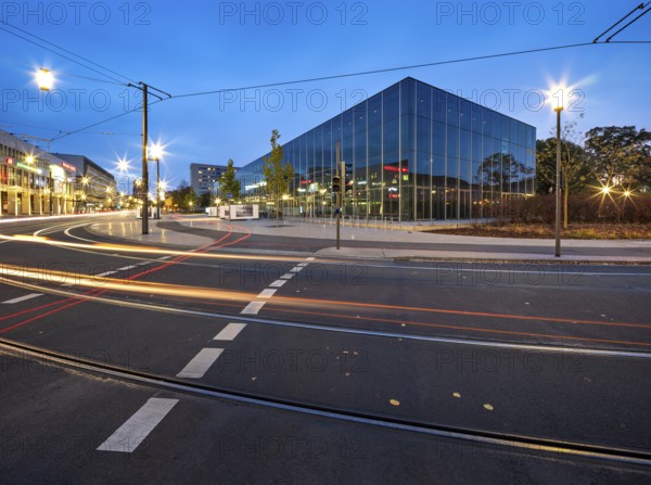 Bauhaus Museum Dessau at dusk, Dessau-Roßlau, Saxony-Anhalt, Germany