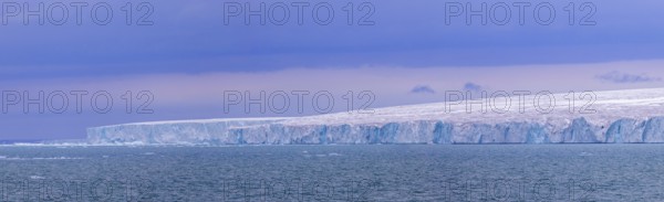 Brasvellbreen glacier from the ice cap Austfonna pouring fresh water into the Barents Sea, Nordaustlandet, Svalbard / Spitsbergen, Norway