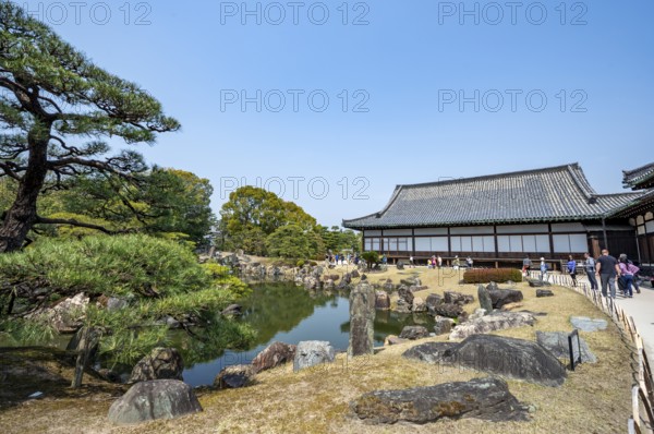 Ninomaru Garden with Pond and Ninomaru Palace, Former Imperial Villa, Nijo Castle, Kyoto, Japan