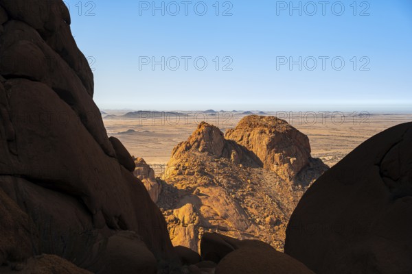 Fascinating rock formations with views of desert landscape and clear sky in Spitzkoppe, Spitzkoppe, Namibia