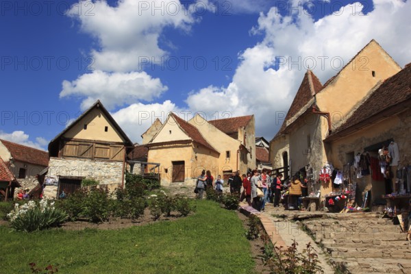 Historic buildings in the courtyard of Rosenau Castle, Cetatea Rasnov near Brasov, Brasov, Transylvania region, Transylvania, Romania