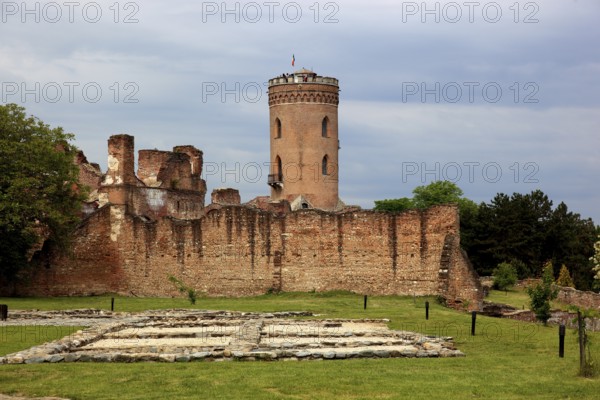 Part of the princely court with the Chindia Tower, in Targoviste, once the residence of Wallachian princes, including Vlad III Dracula, better known as Vlad the Impaler, Wallachia region, Romania