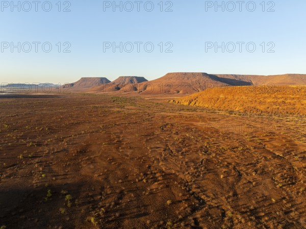 Aerial view, arid desert landscape, hills in Damaraland, Namibia
