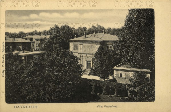 Historical postcard around 1900, Bayreuth, Villa Wahnfried, Upper Franconia, Bavaria, Germany, digital reproduction of a historical postcard, public domain, from that time, exact date unknown