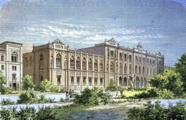 The Bavarian National Museum in Munich is one of the most important museums of decorative arts in Europe and one of the largest art museums in Germany/The Bavarian National Museum, Bavarian National Museum, in Munich is one of the most important museums of decorative arts in Europe and one of the largest art museums in Germany, historical, digitally restored reproduction of an original model from the 19th century, exact original date unknown, subsequently colored