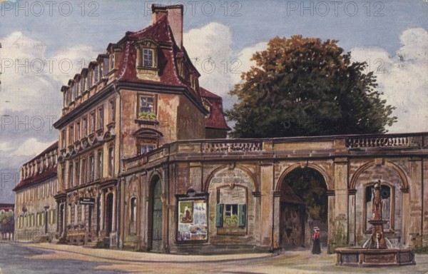 Historical postcard around 1900, Bayreuth, entrance to the Hofgarten, Upper Franconia, Bavaria, Germany, digital reproduction of a historical postcard, public domain, from that time, exact date unknown