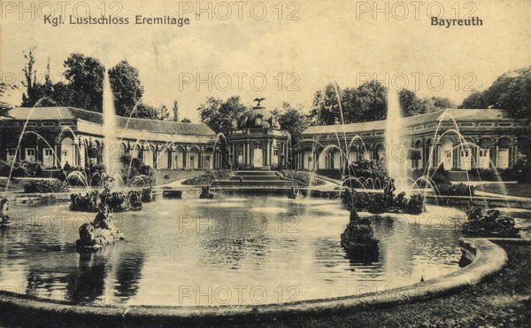 Historical postcard around 1900, Bayreuth, Hermitage and Pleasure Palace, Upper Franconia, Bavaria, Germany, digital reproduction of a historic postcard, public domain, from that time, exact date unknown