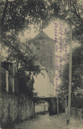 Historical postcard around 1900, Bautzen, Nicolai Tower, Saxony, Germany, digital reproduction of a historical postcard, public domain, from that time, exact date unknown