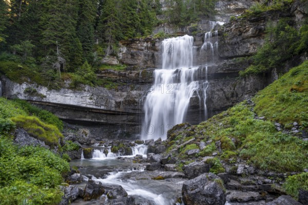 Cascata di Mezzo waterfall, long exposure, Vallesinella, Brenta, Trentino, Italy