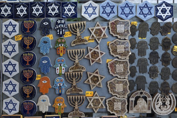 Souvenirs in front of a synagogue, Krakow, Poland