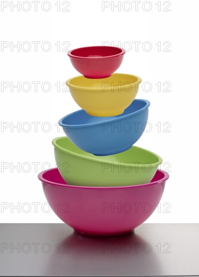 Colored bowls, studio shot