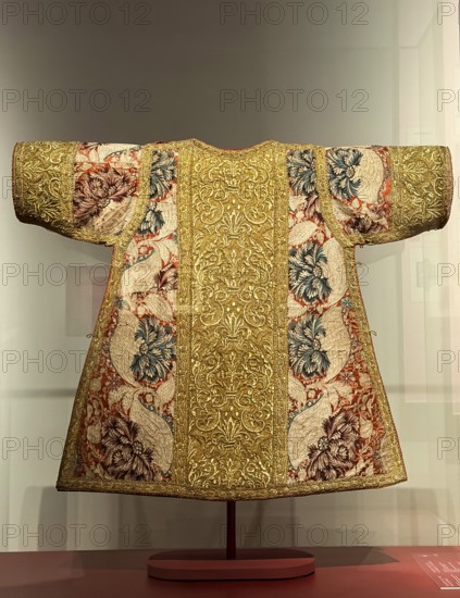 Dalmatics from the Benedictornate of 1734, robe for the deacon decorated with gold thread, from Regensburg, from the collection of the St. Emmeram Catholic Parish Church Foundation, Bavarian National Museum, Munich, Upper Bavaria, Bavaria, Germany