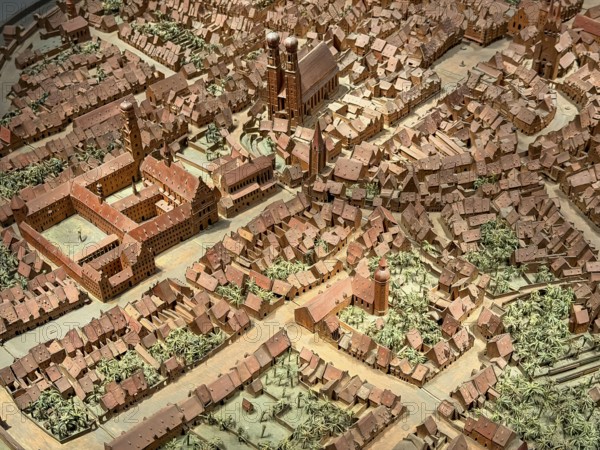 Wooden model of the city of Munich from 1570 on a scale of 1:616, Jakob Sandtner, Bavarian National Museum, Munich, Upper Bavaria, Germany