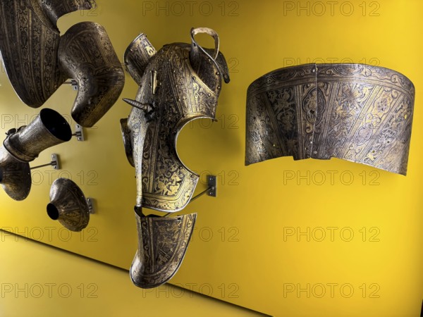 Ornamental horse armour, large set of the Salzburg Prince-Archbishop Wolf Dietrich von Raitenau, 1559-1611, Bavarian National Museum, Munich, Bavaria, Germany