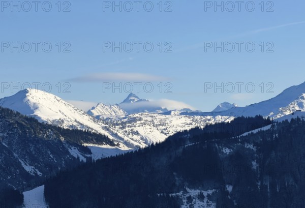 Grossglockner mountain summit seen from Hochbrixen, Kitzbühel Alps, Tyrol, Austria