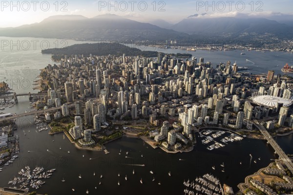 Daytime aerial view of Vancouver with Stanley Park