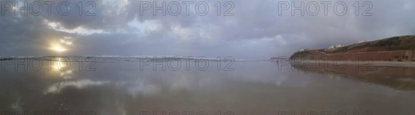 Panoramic view of sea at sunset with cloudy sky, Morocco