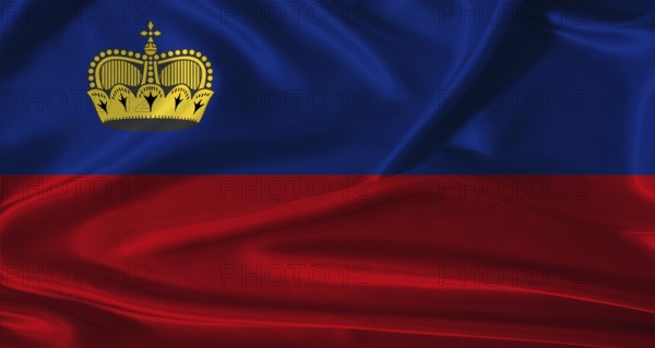 National flag of Liechtenstein with cloth texture. Liechtenstein flag with realistic texture background