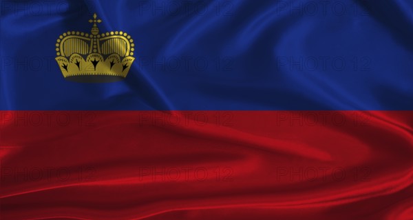 Liechtenstein flag with cloth textured background. National flag of Liechtenstein with realistic texture