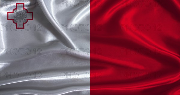 Malta flag with cloth textured background. National flag of Malta with realistic texture