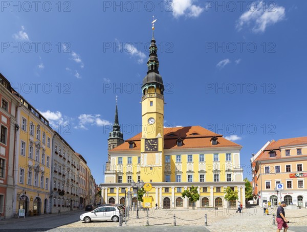 Hauptmarkt with St. Peter's Cathedral and Town Hall, Bautzen, Upper Lusatia, Saxony