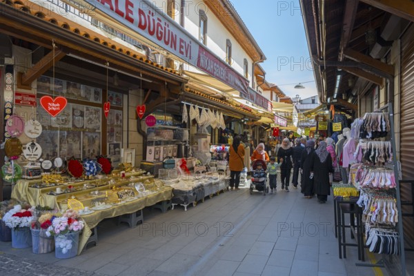 Lively traditional market with various stalls and shopping streets, Konya, Central Anatolia, Turkey
