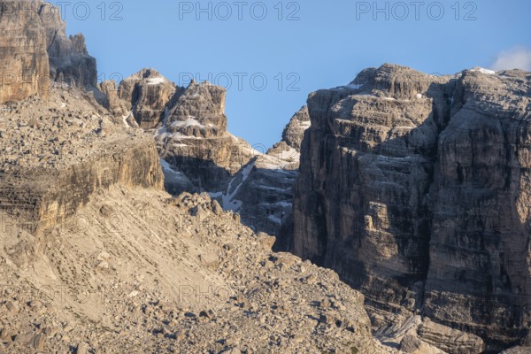 Mountain peaks of the Brenta Mountains at sunset, Brenta, Brenta-Adamello Natural Park, Trentino, Italy