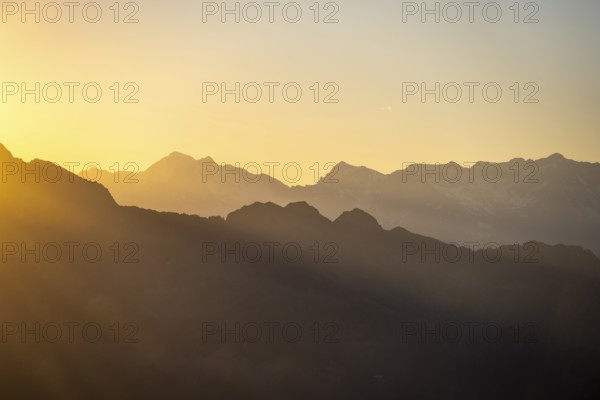 Sunset, mountain silhouette, Adamello-Persanell Alps, Trentino, Italy