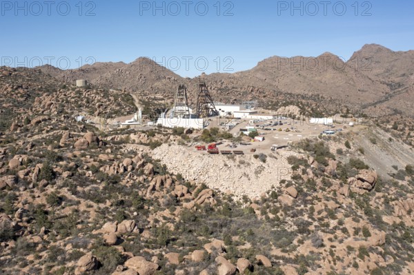 Superior, Arizona - Headframes on the site of Resolution Copper's proposed underground copper mine. Members of the San Carlos Apache tribe oppose the mine, saying it would destroy Oak Flat, land that has been sacred to them for thousands of years