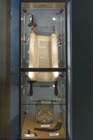 Torah scroll in a display case, Jewish Museum, Czernowicz, Ukraine
