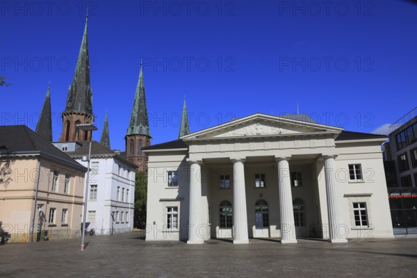 Castle Square with Castle Guard and St. Lambert's Church in the background, Lower Saxony, Germany