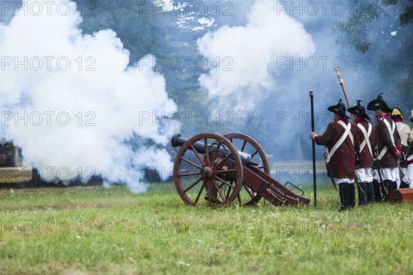 Slavkov u Brna, Czech Republic, Eastern Europe. During a historic re-enactment of the Battle of Austerlitz on the grounds where the real battle took place then the Austro Hungarian Empire today part of Czech Republic