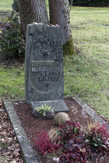 Grave of noble prostitute Rosemarie Nitribitt, Nordfriedhof Düsseldorf, North Rhine-Westphalia, Germany