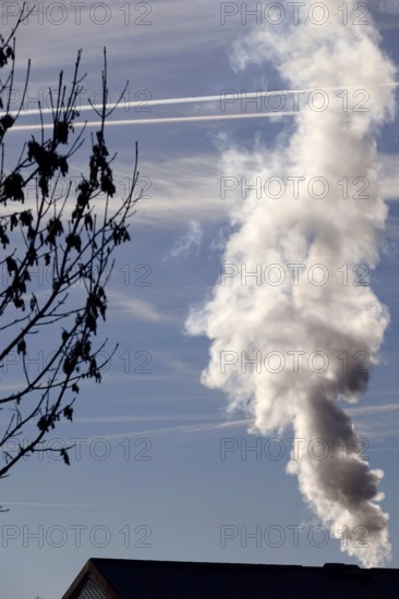 Waste gases from a heating system in winter, Germany