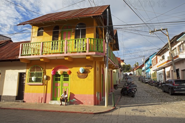Colorful houses in Flores, Petén Department, Guatemala