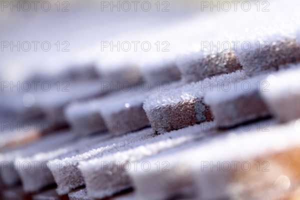 Hoarfrost, roof tiles, wintertime, Germany
