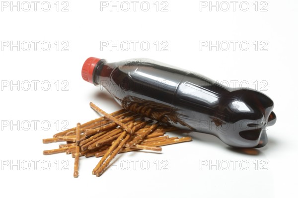 Pretzel sticks and cola