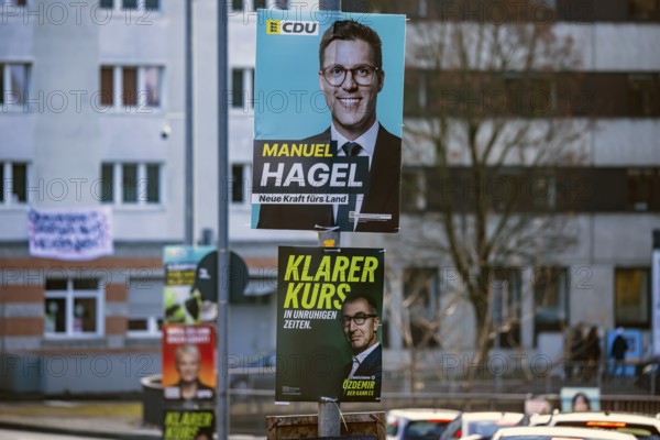 2026 state election in Baden-Württemberg. Election advertising in the city center of Stuttgart. Election poster with CDU top candidate Manuel Hagel. Stuttgart, Baden-Württemberg, Germany