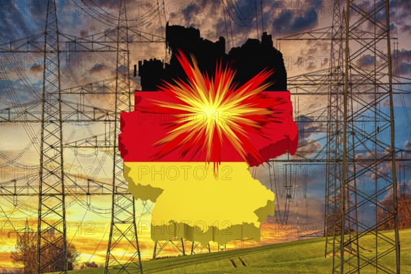 Symbol, Germany, Europe, infrastructure and networks, sabotage, espionage, reliability, hacker attacks, attacks, Russian terror, Ukraine war, network charge system, 5G expansion, data network, profit, loss, Internet connections, data processing, mobile communications, slowness, speed, industry, power grid, accident, security