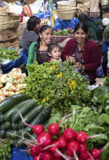 Mayan woman wearing traditional clothes at the market in Sololá, Highlands, Sololá Department, Guatemala