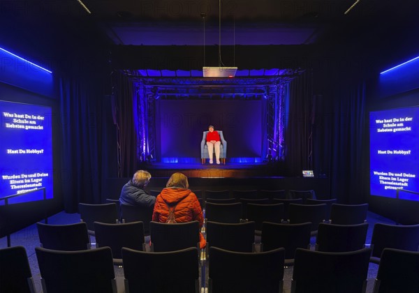 Hologram Theater Holo-Voices, communication with the eyewitness hologram by Inge Auerbacher, concentration camp survivors of the Holocaust, Zeche Zollverein, Essen, Germany