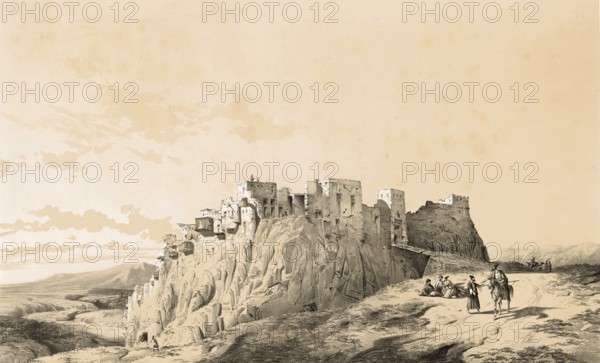 Yezd-i-Kast, ezdi-Khast, Yazd-e Khast a historically important site in the province of Fars in Iran, authentic, digitally restored reproduction from a 19th century model by Eugene Flandin (1809-1876), exact date of depiction unknown, Historical