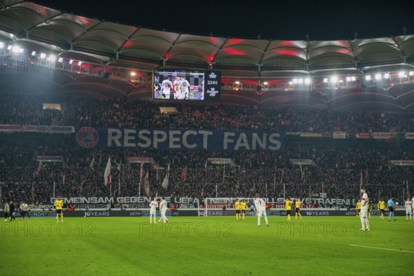 Transparent Banner RESPECT FANS Cannstatt Curve, MHPArena, MHP Arena Stuttgart, Baden-Württemberg, Germany