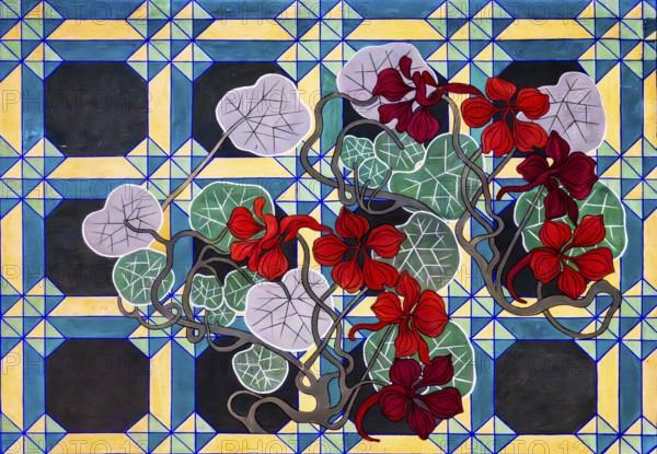 Polychrome detail by Wyspianski, Art Nouveau frescoes, Franciscan Church, 1249, Krakow, Poland