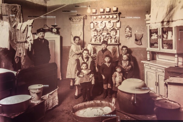 Photo of a living room with Silesian dialect terms, Piast Castle Museum, 16th century, Gliwice, Poland