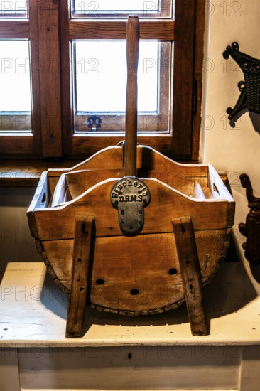 Ancient wooden washstand from the early 20th century, Piast Castle Museum, 16th century, Gliwice, Poland