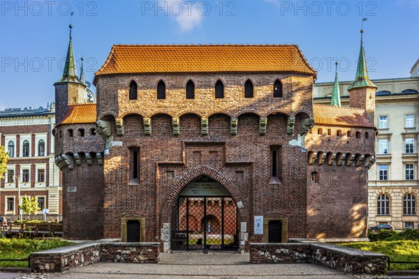 Barbican, largest defensive structure in Europe in front of the city wall, 1499, Krakow, Poland