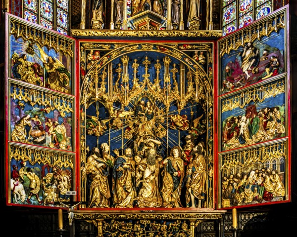 High altar, Veit Stoss, opened altarpiece, St. Mary's Church, 1489, Krakow, Poland
