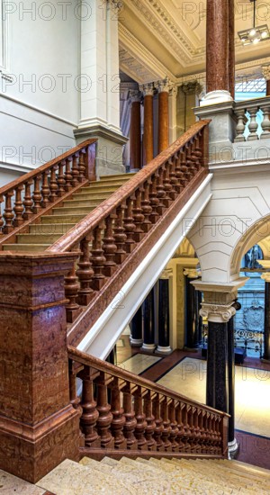 Restored staircase, interior design in the Museum of Communication on Leipziger Straße in Berlin Mitte, Classicism, Berlin, Germany